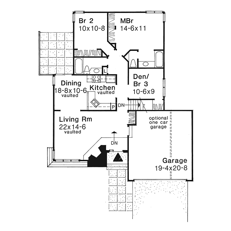 Ranch House Plan First Floor - Woodworth Ranch Home 072D-0156 - Shop House Plans and More