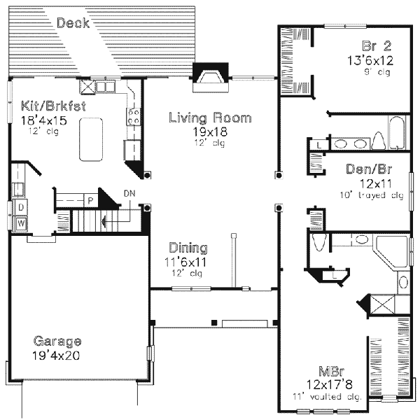 Single Story Home Plan - 69022am 6C7