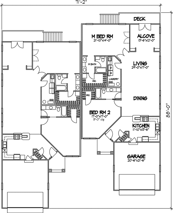 Trammelle Stucco Duplex Plan 072D-0801 | House Plans and More