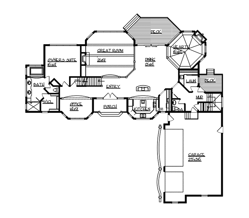 Luxury Home Plan First Floor 072S-0001