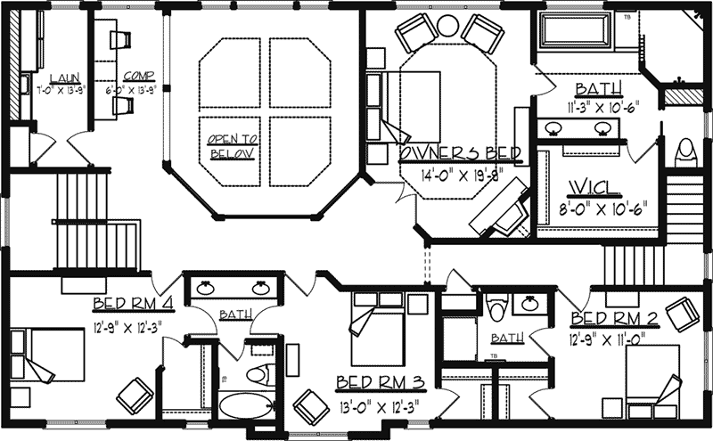 Luxury House Plan Second Floor - Edsel Arts And Crafts Home 072S-0003 | House Plans and More