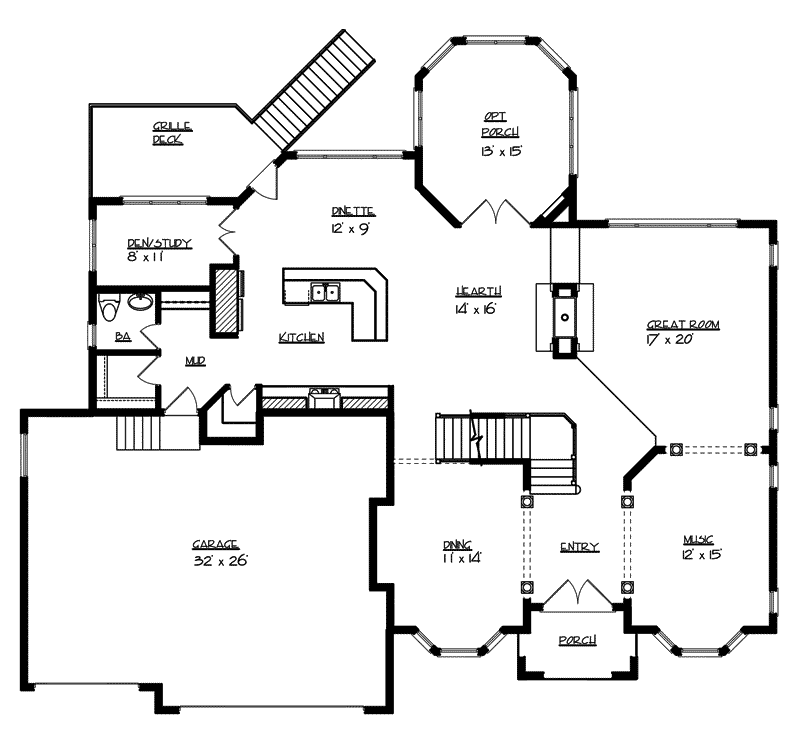 Victorian House Plan First Floor - Dugan Hollow Traditional Home 072S-0004 - Search House Plans and More