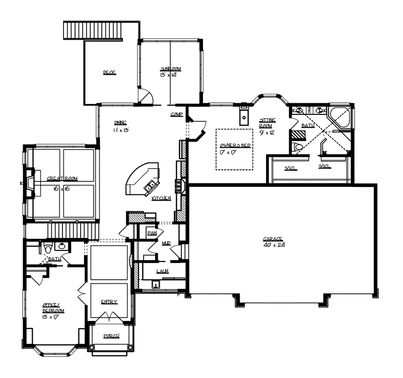 Ranch Home Plan First Floor 072S-0006