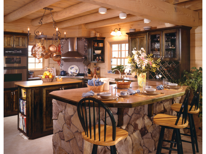 Southern House Plan Kitchen Photo 01 - Sitka Rustic Country Log Home 073D-0021 | House Plans and More