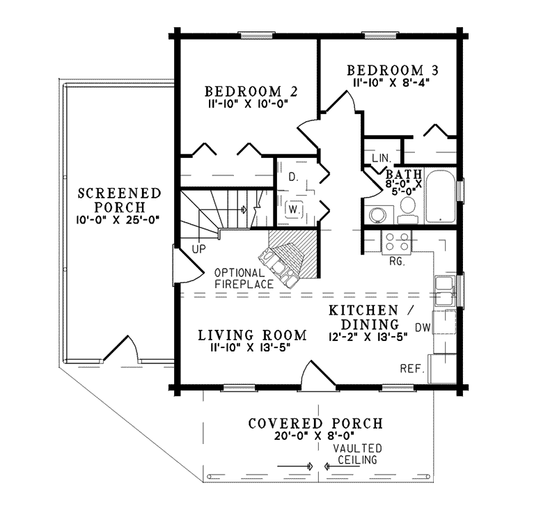 Vacation Home Plan First Floor 073D-0023