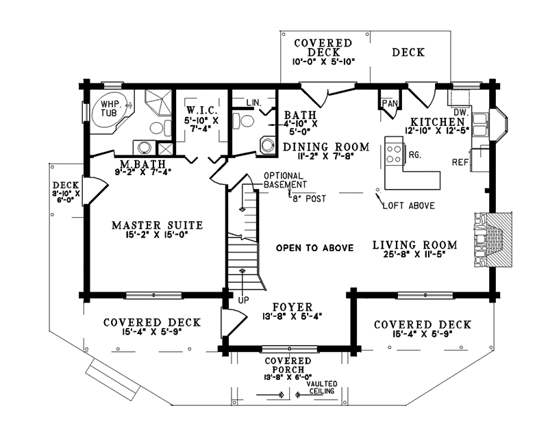 Country House Plan First Floor - Alpinecrest Mountain Log Home 073D-0039 | House Plans and More