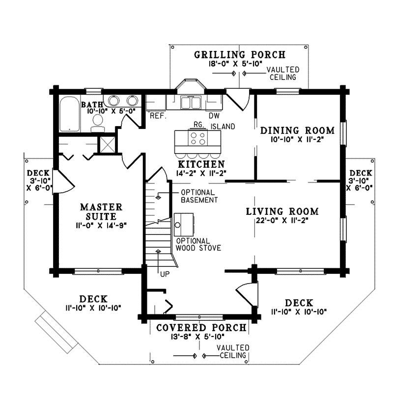 Snow Lake Rustic Log Cabin Home Plan 073D-0056 | House ...