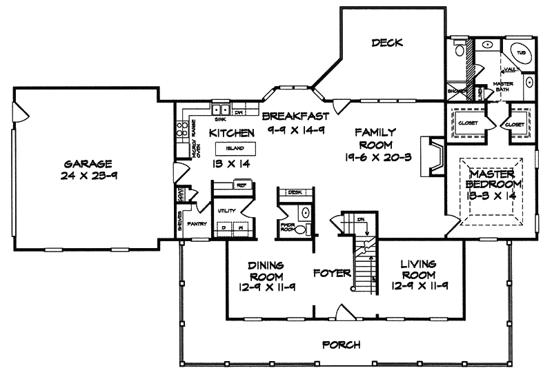 Traditional Home Plan First Floor 076D-0161