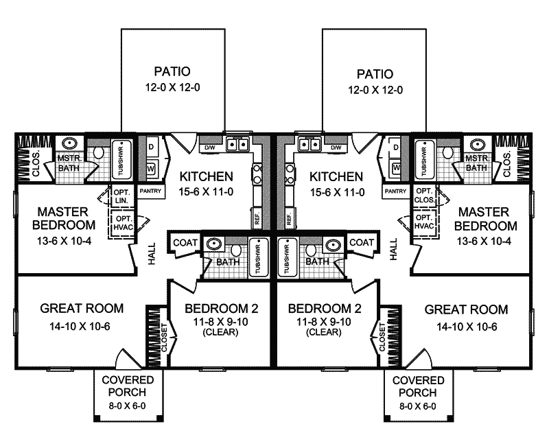 Terrell Creek Duplex Home Plan 077D-0072 | House Plans and More