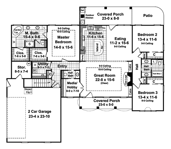 Holly Green Country Ranch Home Plan 077D-0128 | House Plans and More