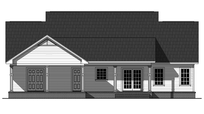 Colonial House Plan Rear Elevation - Williamsberg Country Home 077D-0259 | House Plans and More