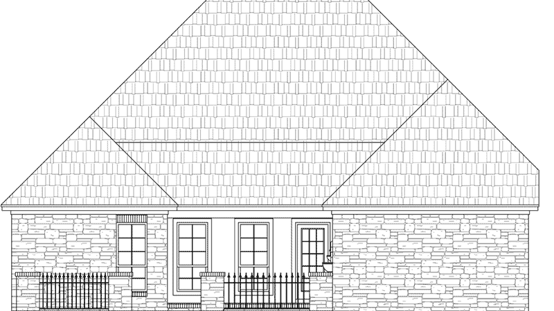 Country French House Plan Rear Elevation - Cambridge Lane European Home 077D-0267 | House Plans and More