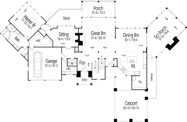 Mountain Home Plan Home Plan First Floor 082S-0001