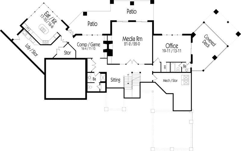 Rustic House Plan Lower Level Floor - Taos Luxury Mountain Home 082S-0001 - Shop House Plans and More