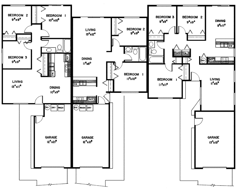 Hamlin Place Ranch Triplex Plan 085D 0127 House Plans 