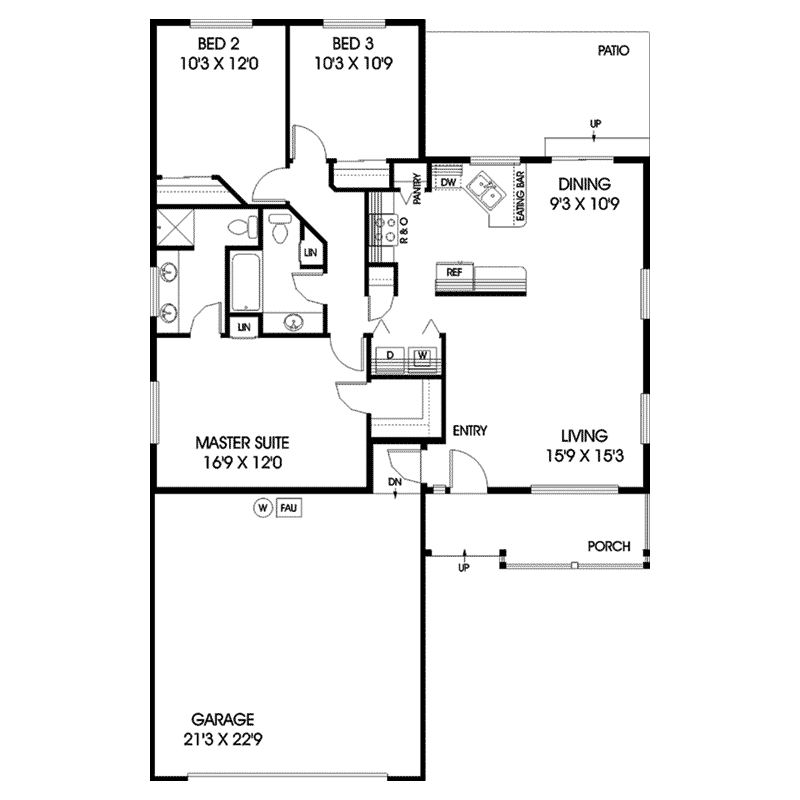 Larkmont Bay Narrow Lot Ranch Home Plan 085D-0713 - Shop House Plans ...