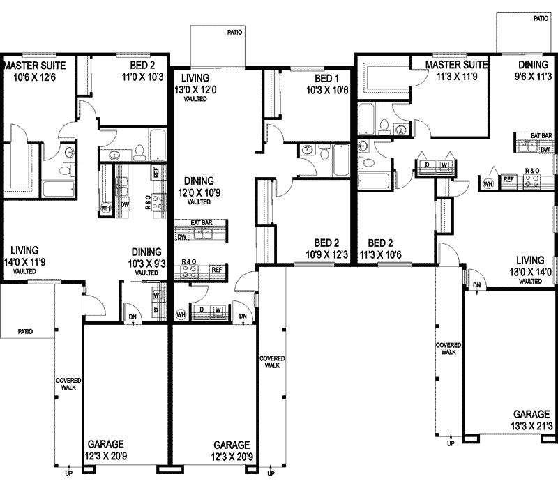 Galewood Ranch Triplex Plan 085D 0817 House Plans and More