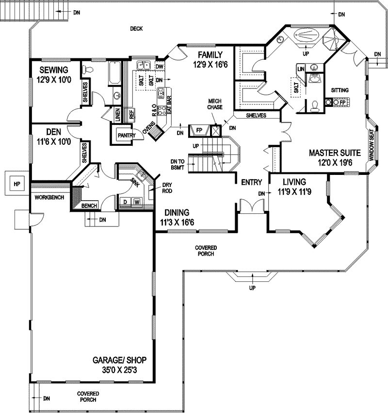 Craftsman Home Plan First Floor 085D-0846