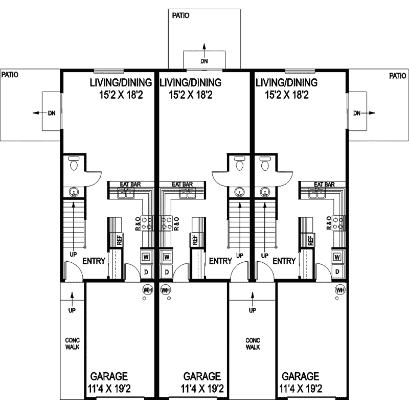 Dorian Place 2 Story Triplex Plan 085d 0854 House Plans And More