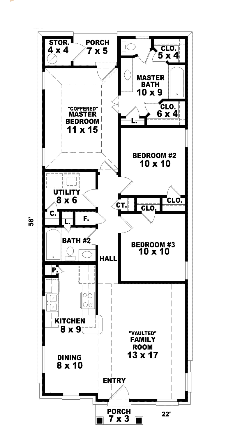 Hannafield Narrow Lot Home Plan 087d 0013 House Plans And More