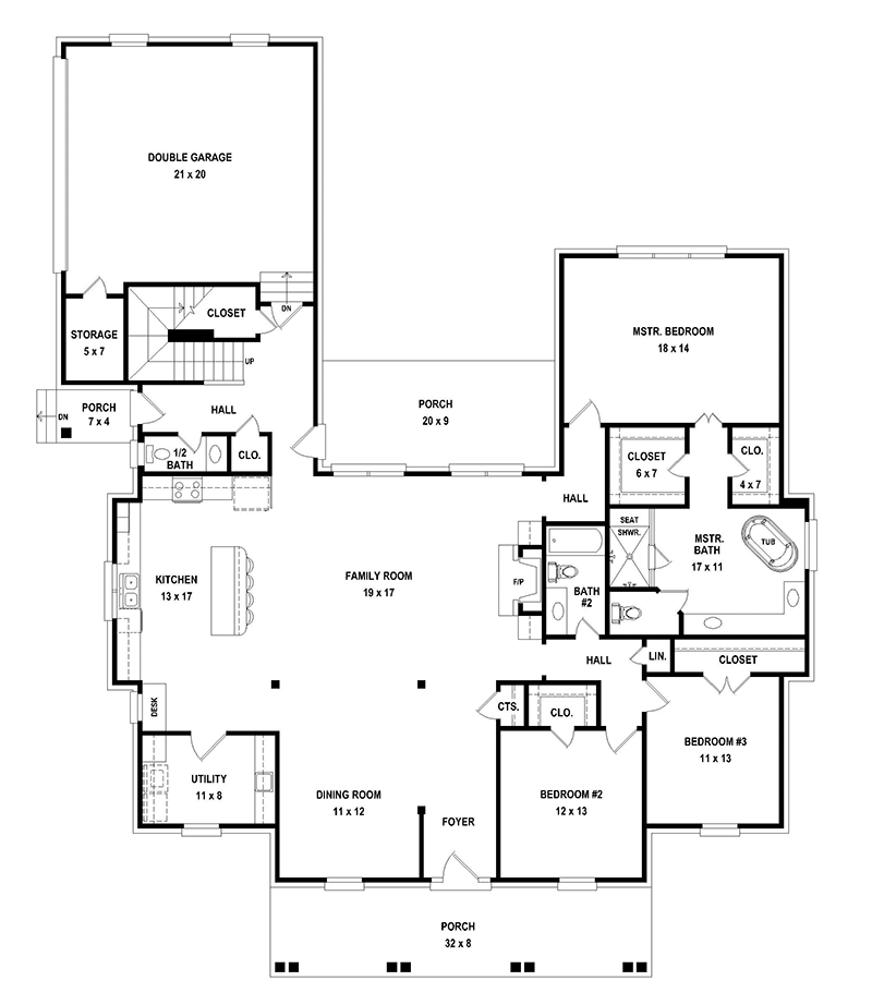 Colonial Home Plan First Floor 087D-1771