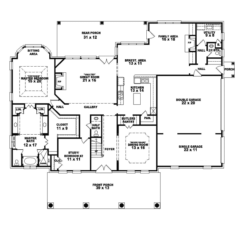 Melrose Southern Plantation Home Plan 087S0035 House
