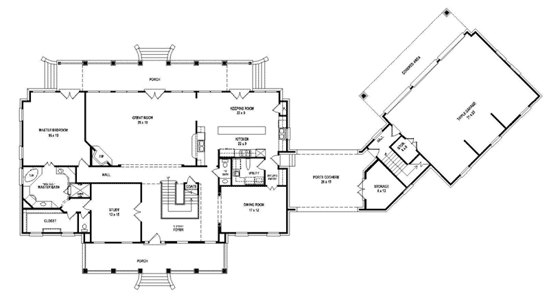 Greek Revival Home Plan First Floor 087S-0328