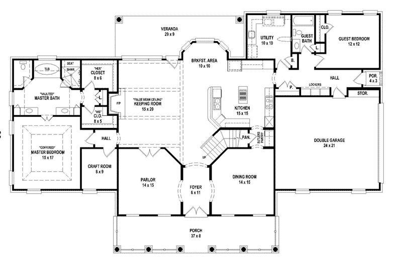 Greek Revival House Plan First Floor - 087S-0358 - Shop House Plans and More