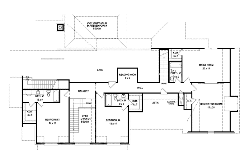 Plantation House Plan Second Floor - 087S-0370 | House Plans and More