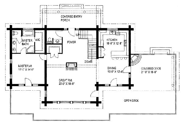 Charter Crest Rustic Log Home Plan 088D-0035 | House Plans and More