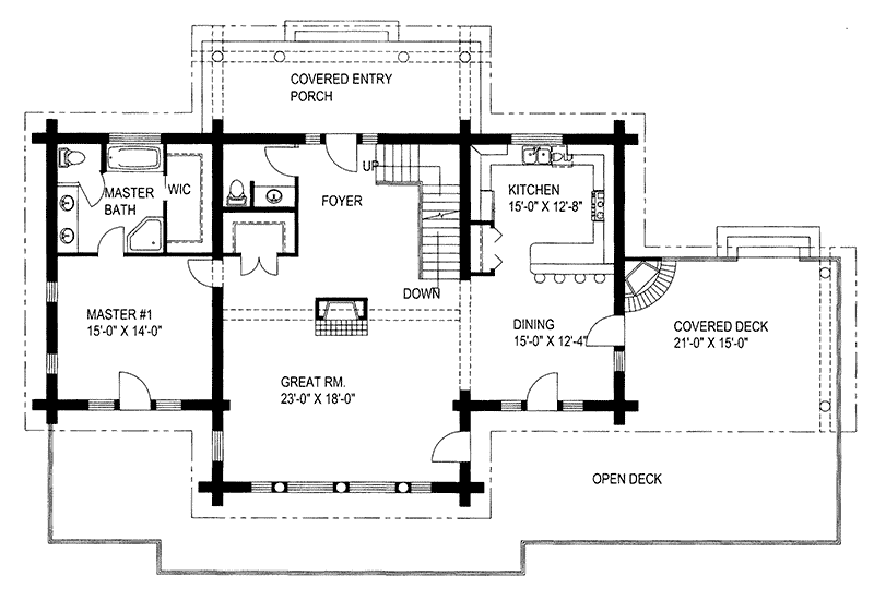 Charter Crest Rustic Log Home Plan 088D 0035 Search House Plans And More