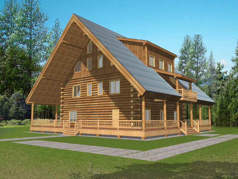 King Cove Luxury Log Cabin Home Plan 088D-0057 - Search House Plans and ...