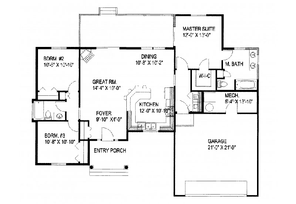 Eaton Park Ranch Home Plan 088D0260 House Plans and More