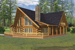 Relaxing Deck Surrounds This Rustic Log Homes Façade