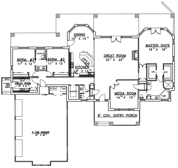 Boulder Luxury Ranch Home Plan 088D-0360 | House Plans and More