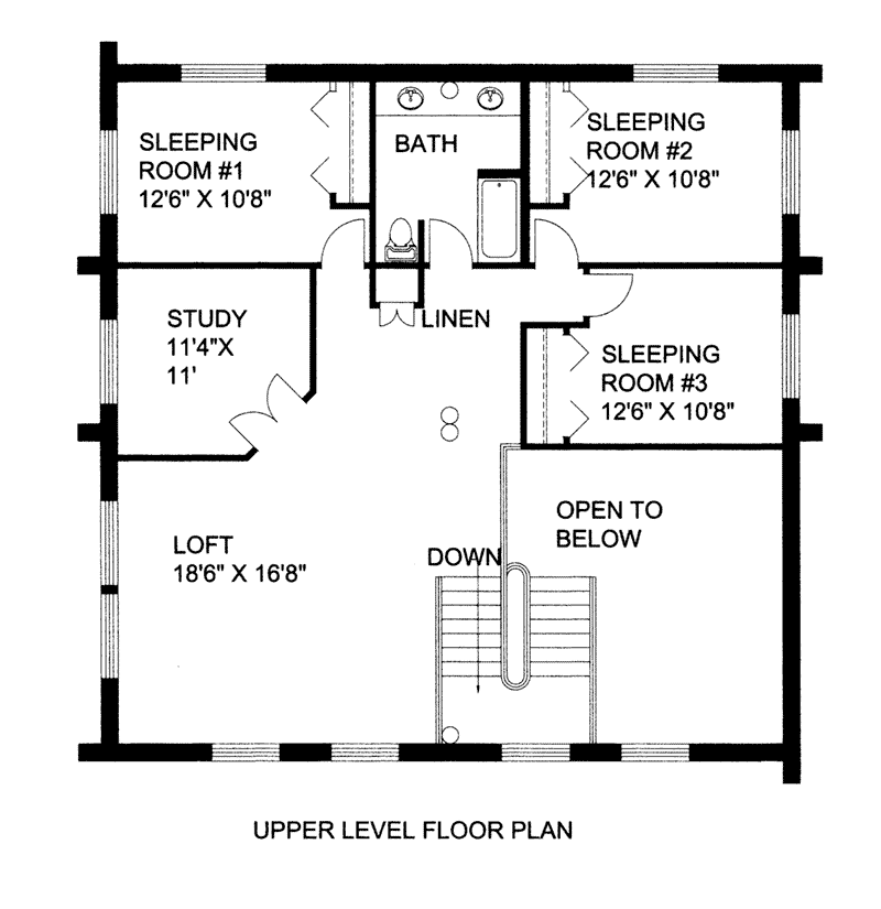 Log House Plan Second Floor -  088D-0404 | House Plans and More