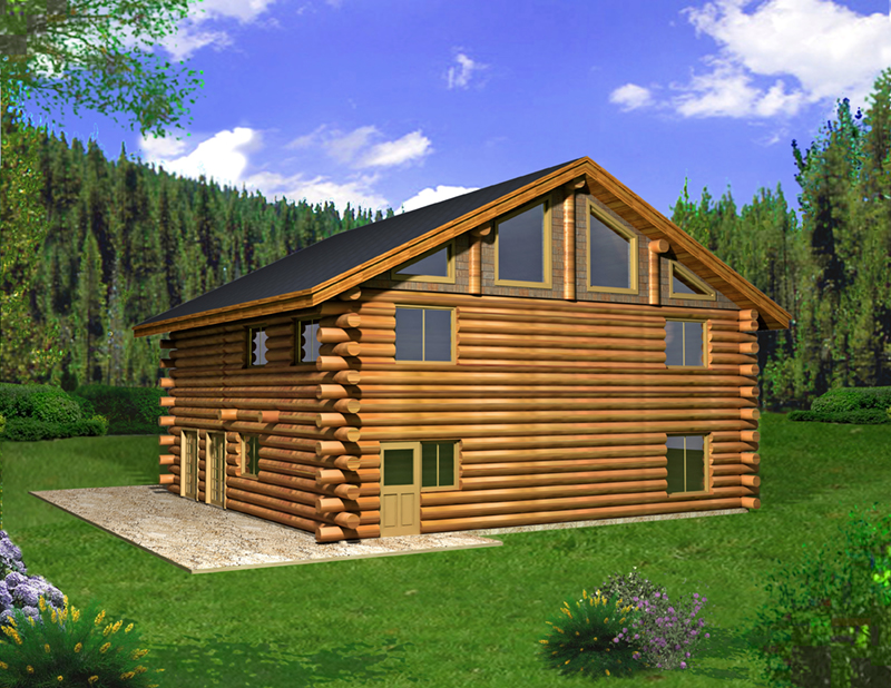 Log Cabin House Plan Front of Home -  088D-0404 | House Plans and More