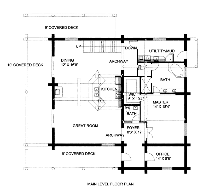 Log House Plan First Floor -  088D-0405 | House Plans and More