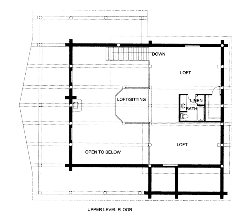 Log Cabin Home Plan Second Floor 088D-0405