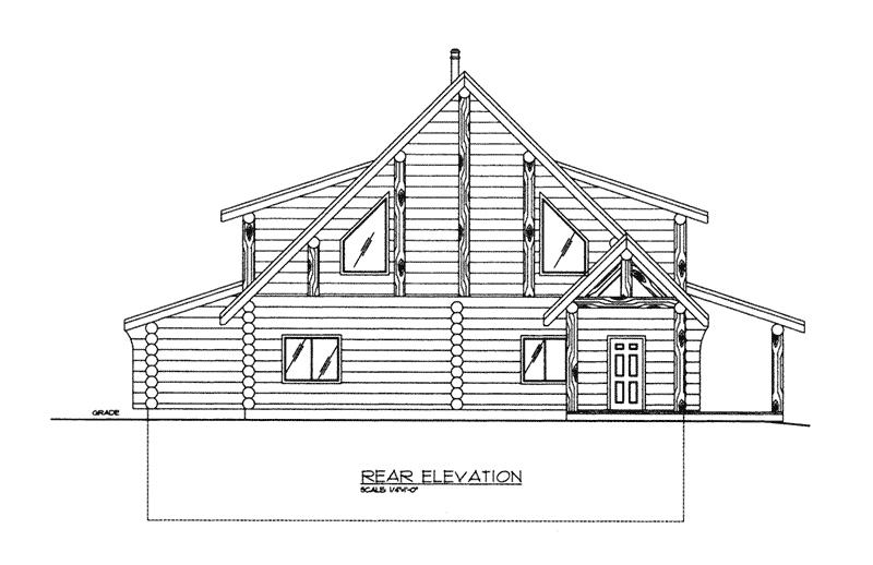 Log Cabin House Plan Rear Elevation - 088D-0405 - Shop House Plans and More