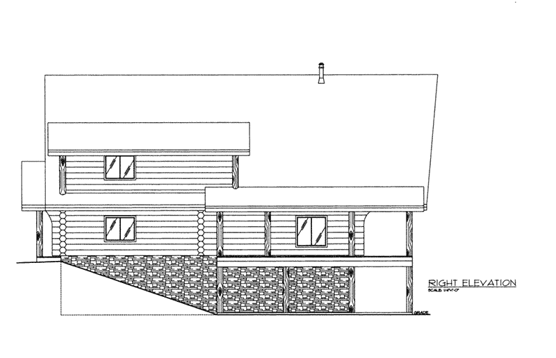 Log Cabin House Plan Right Elevation - 088D-0405 - Shop House Plans and More