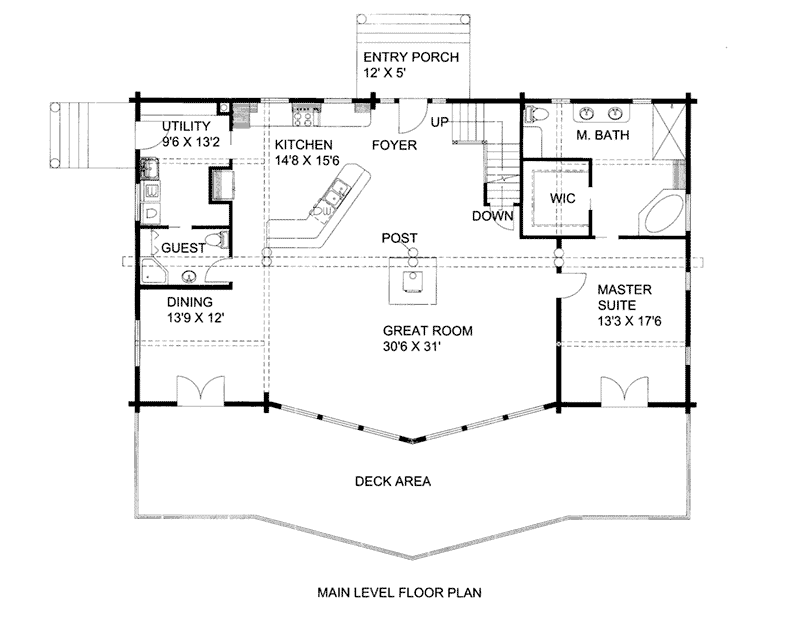 Log Cabin House Plan First Floor -  088D-0408 | House Plans and More