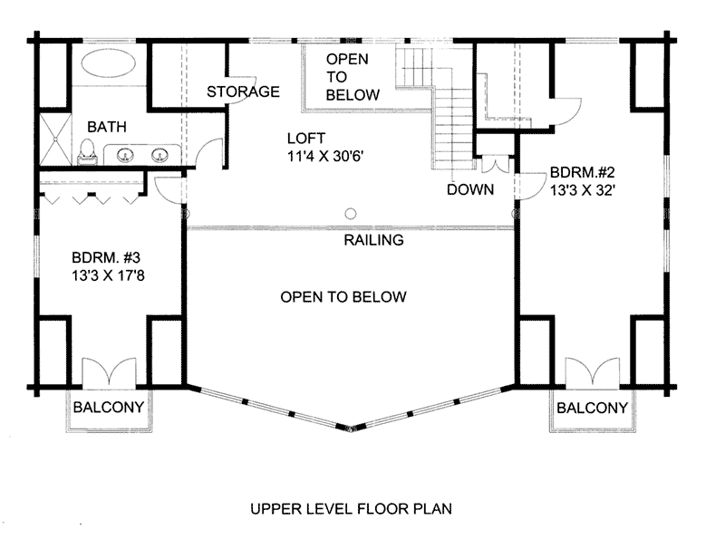 Log Cabin House Plan Second Floor -  088D-0408 | House Plans and More