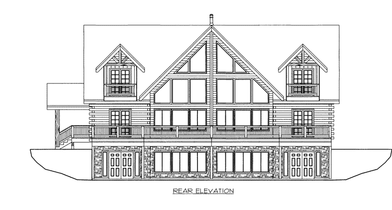Log House Plan Rear Elevation -  088D-0408 | House Plans and More