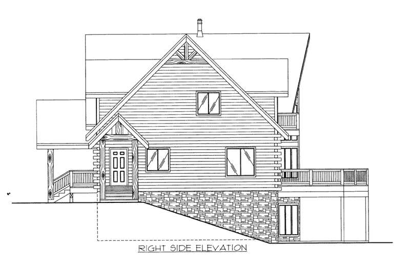 Log Cabin House Plan Right Elevation -  088D-0408 | House Plans and More