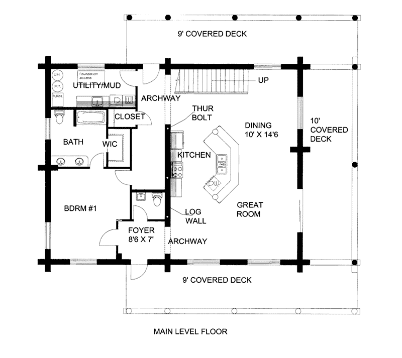 Log Cabin House Plan First Floor -  088D-0409 | House Plans and More