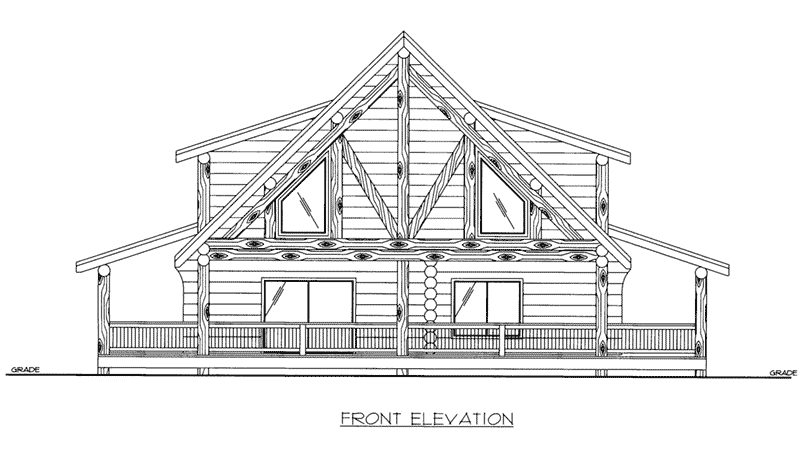 Log House Plan Front Elevation -  088D-0409 | House Plans and More