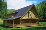 Log Cabin House Plan Front of Home -  088D-0409 | House Plans and More