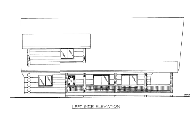 Log Cabin House Plan Left Elevation -  088D-0409 | House Plans and More