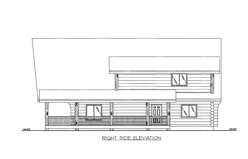 Log Cabin House Plan Right Elevation -  088D-0409 | House Plans and More
